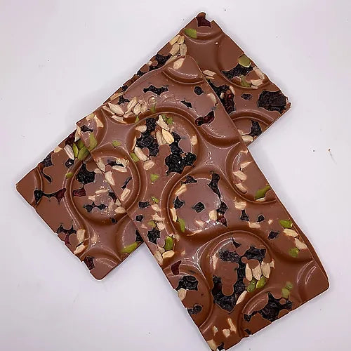Milk Chocolate Miinikaan & Baasiminaan Bar (Seed and Fruit); By Raven Rising